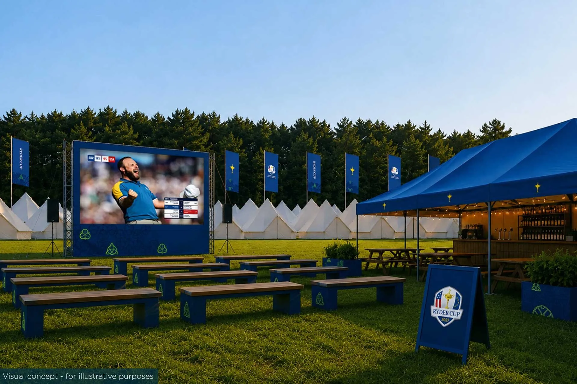 A visual concept of the Official Campsite for the 2027 Ryder Cup at Adare Manor in Limerick (Photo: Ryder Cup)