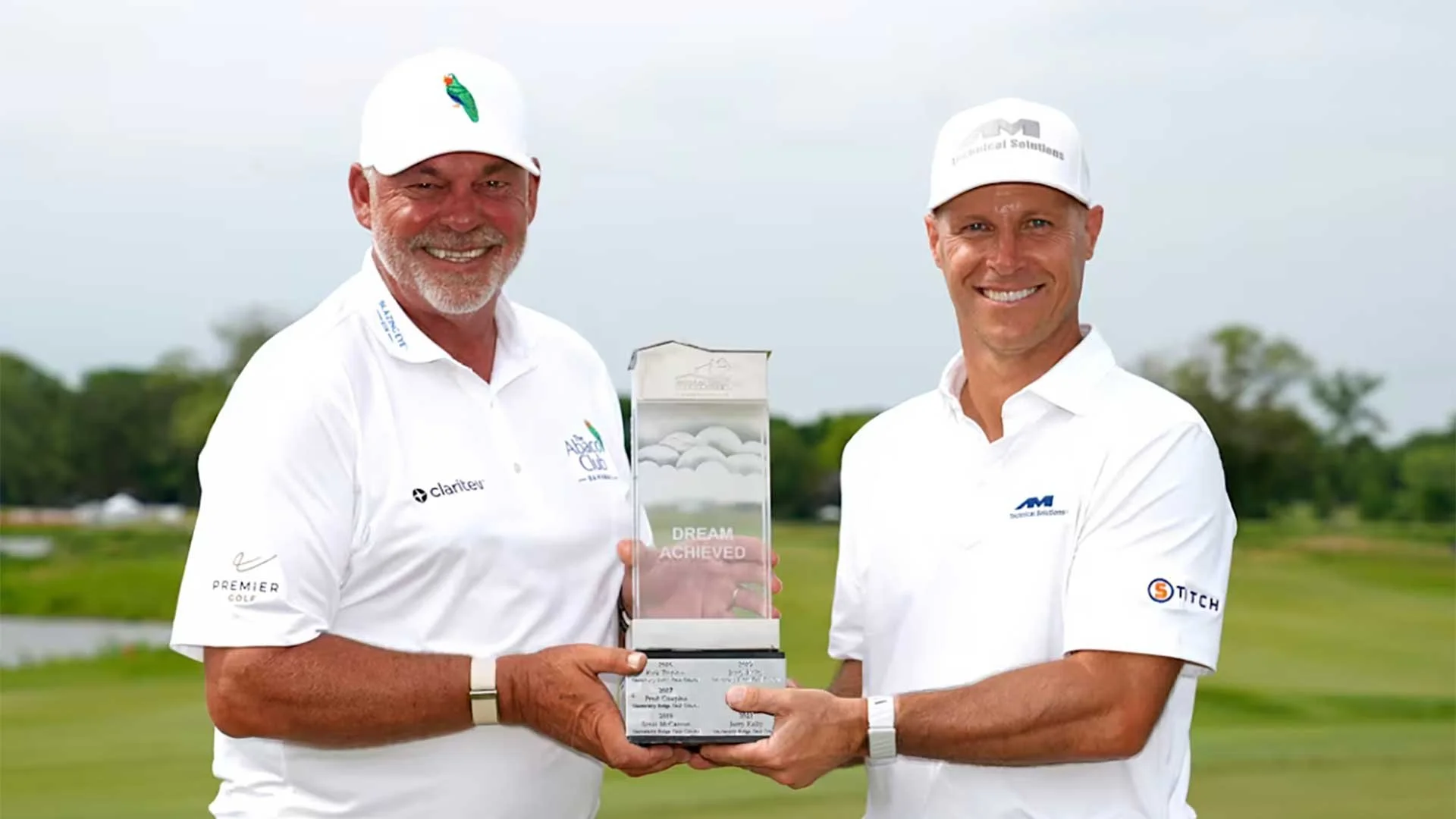 Northern Ireland’s Darren Clarke alongside Ben Crane after the pair won the American Family Insurance Championship on the PGA Champions Tour (Photo: PGA Champions Tour/Getty)