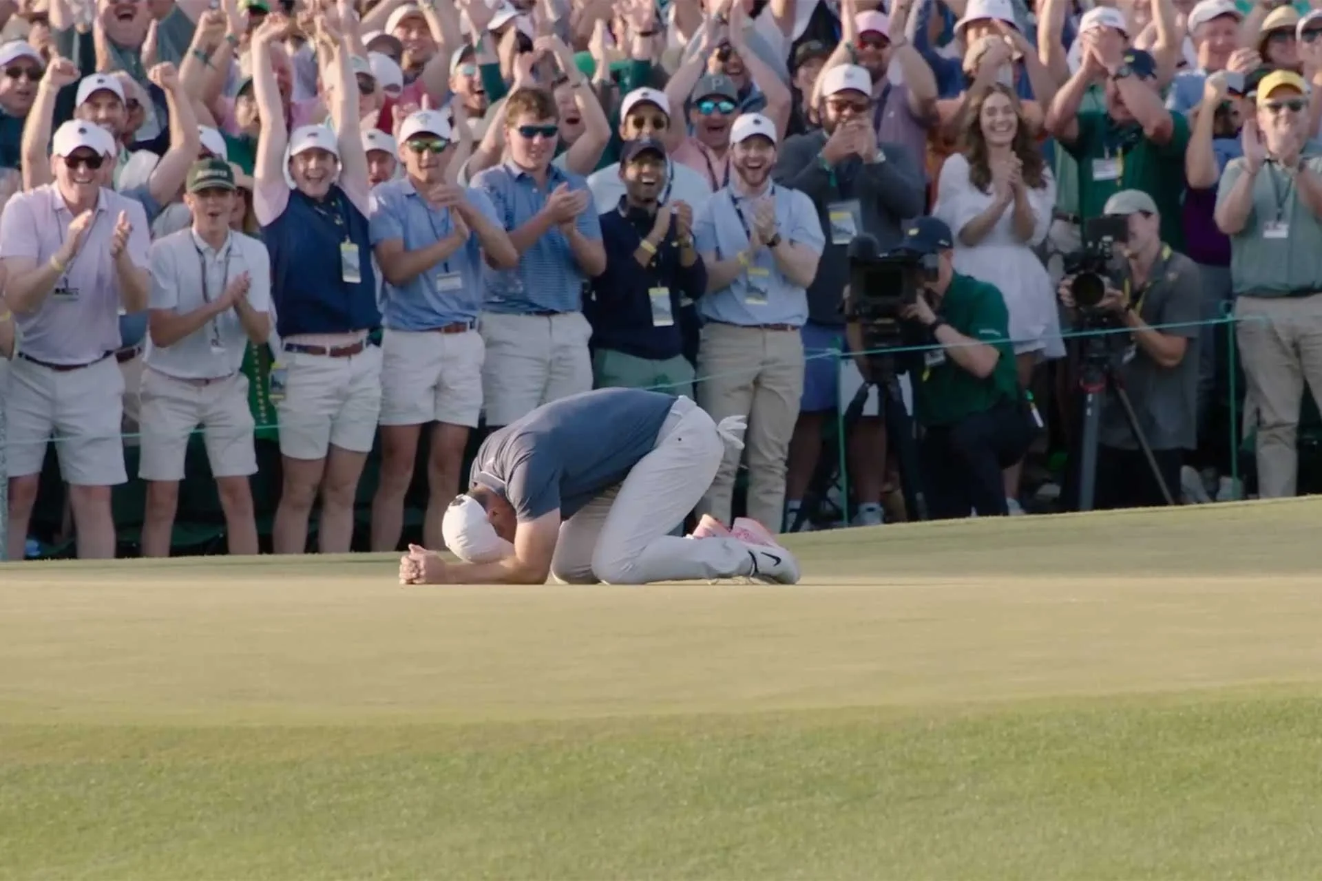 The moment Northern Ireland’s Rory McIlroy became only the sixth player to win golf’s Grand Slam after winning The Masters at Augusta in APril 2025.  (Photo: Courtesy The Masters 2025 Official video)
