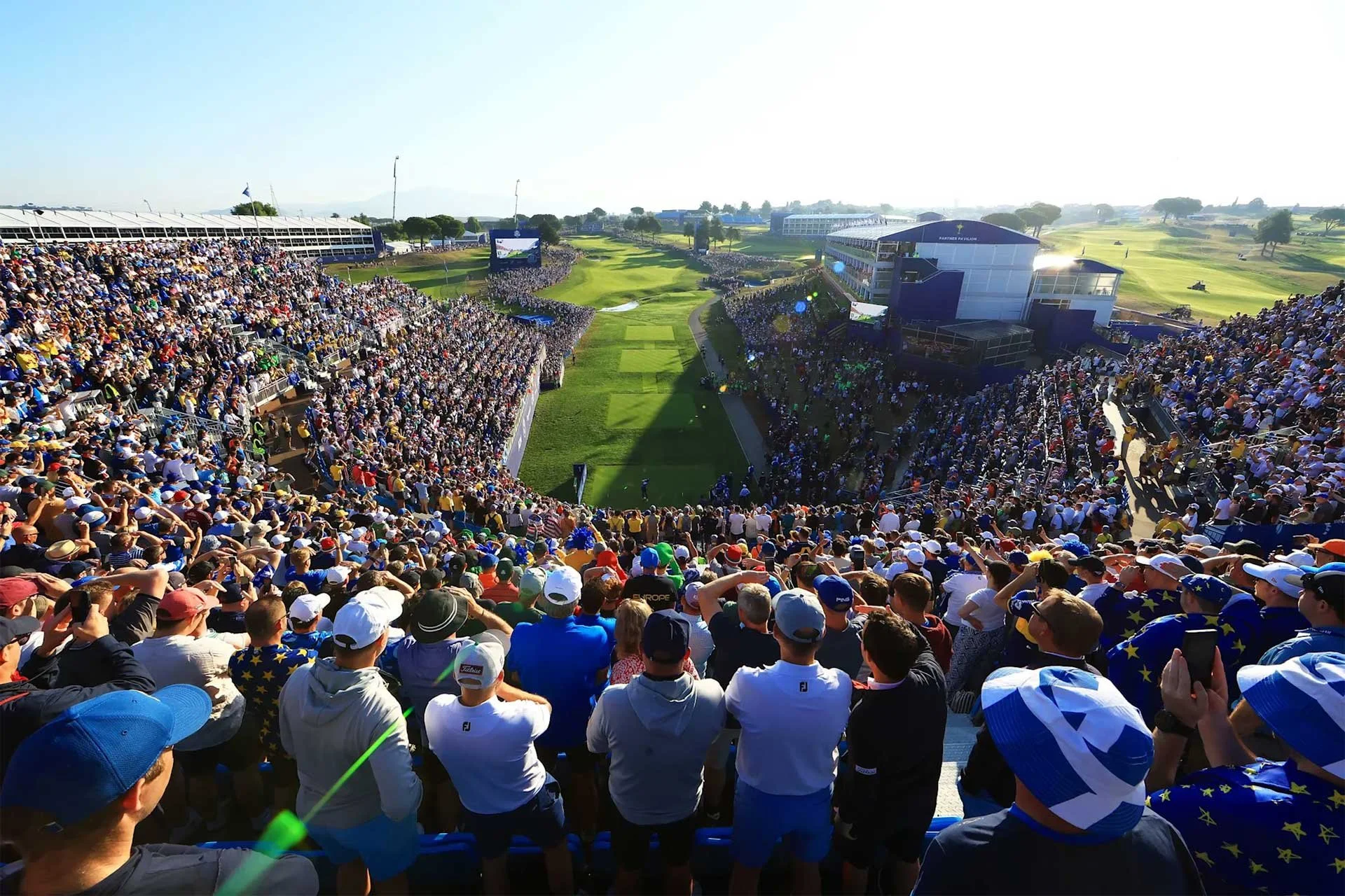 A view of the first tee at the 2023 Ryder Cup at Marco Simone Golf & Country Club in Rome, Italy. (Photo: Ryder Cup Europe/Getty)