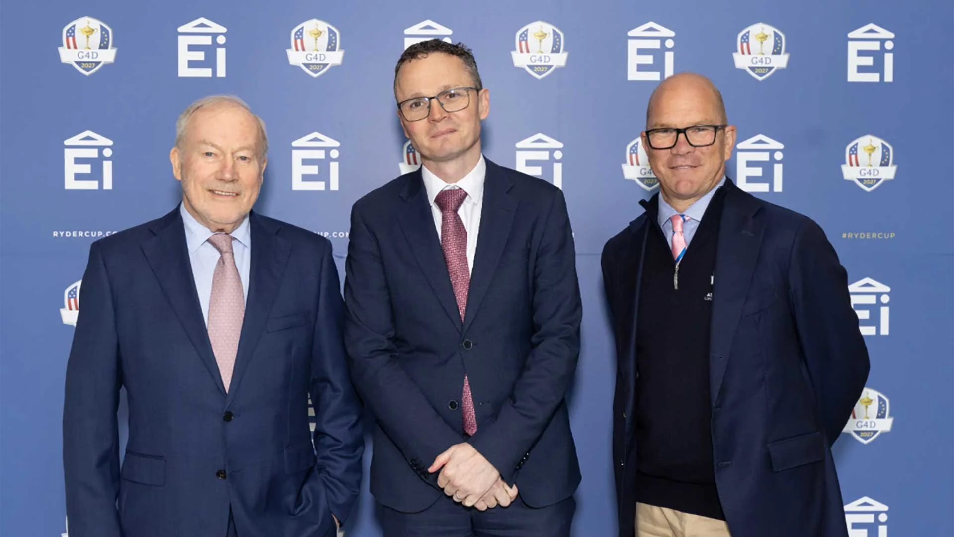 (L-R) Mick Guinee, Chairman of Ei Electronics, Patrick O'Donovan TD, Minister for Culture, Communications and Sport and Guy Kinnings, CEO of the European Tour group (Photo: Getty/DP World Tour)