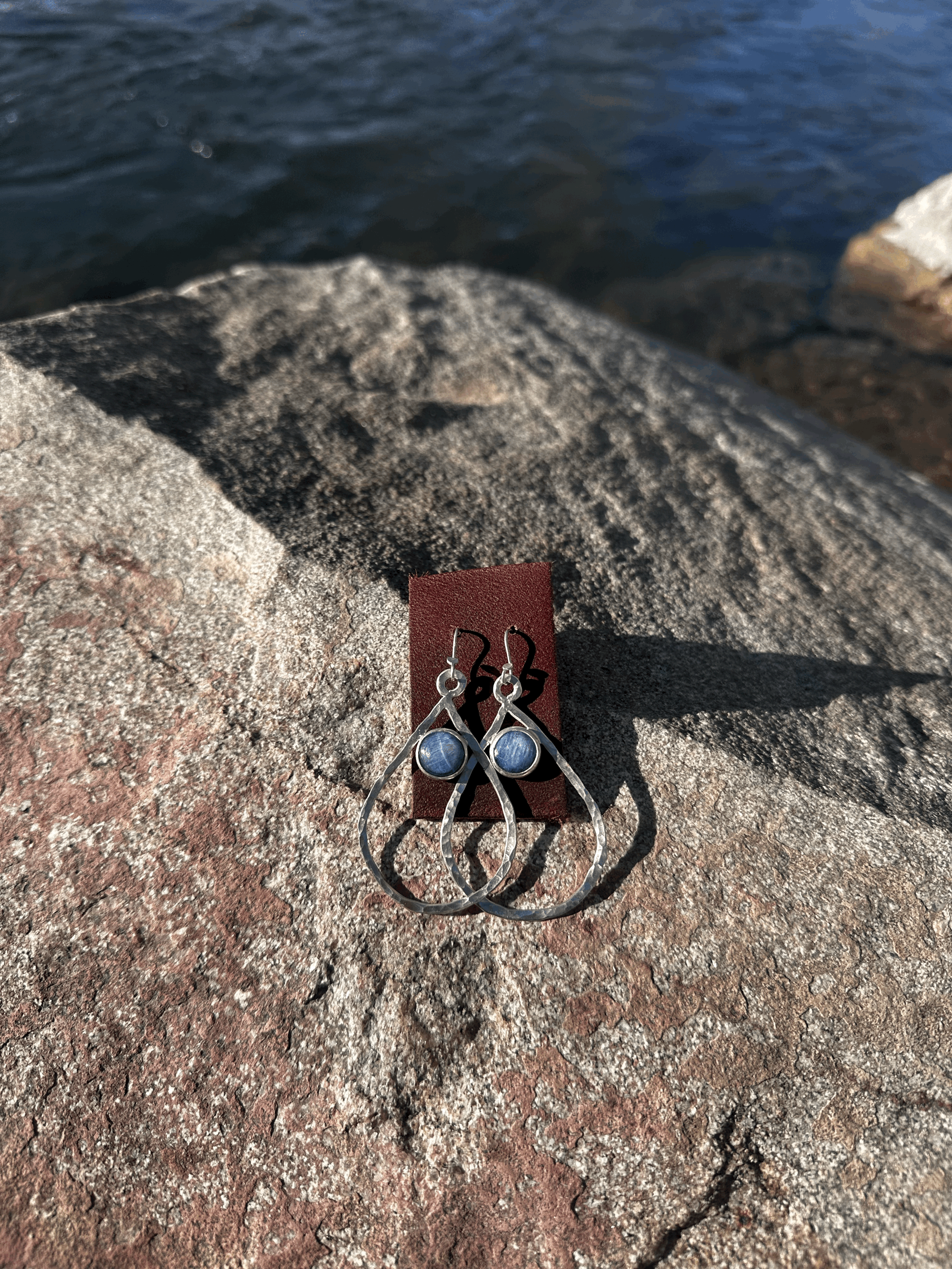 Kyanite Hammered Hoops