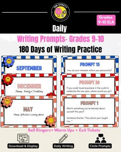 Tired of coming up with daily writing prompts for your kids? We got you! We have 180 days of creative prompts to build your high schoolers&rsquo; voice and critical thinking skills all year long. 

There are 20 prompts per month, with one PDF to disp