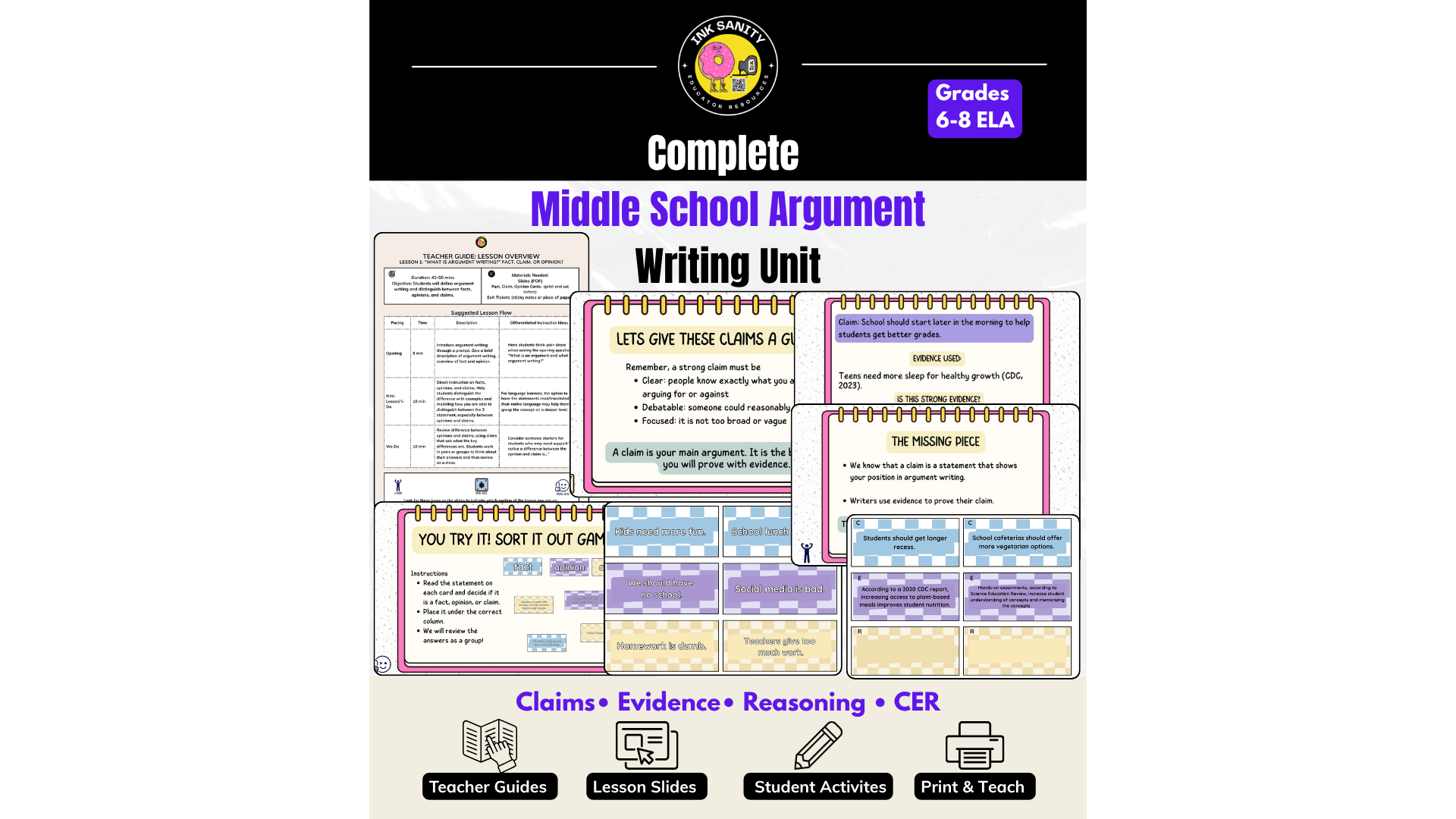 Argument Writing Unit: Claims, Evidence & Reasoning (CER) | Grades 6–8