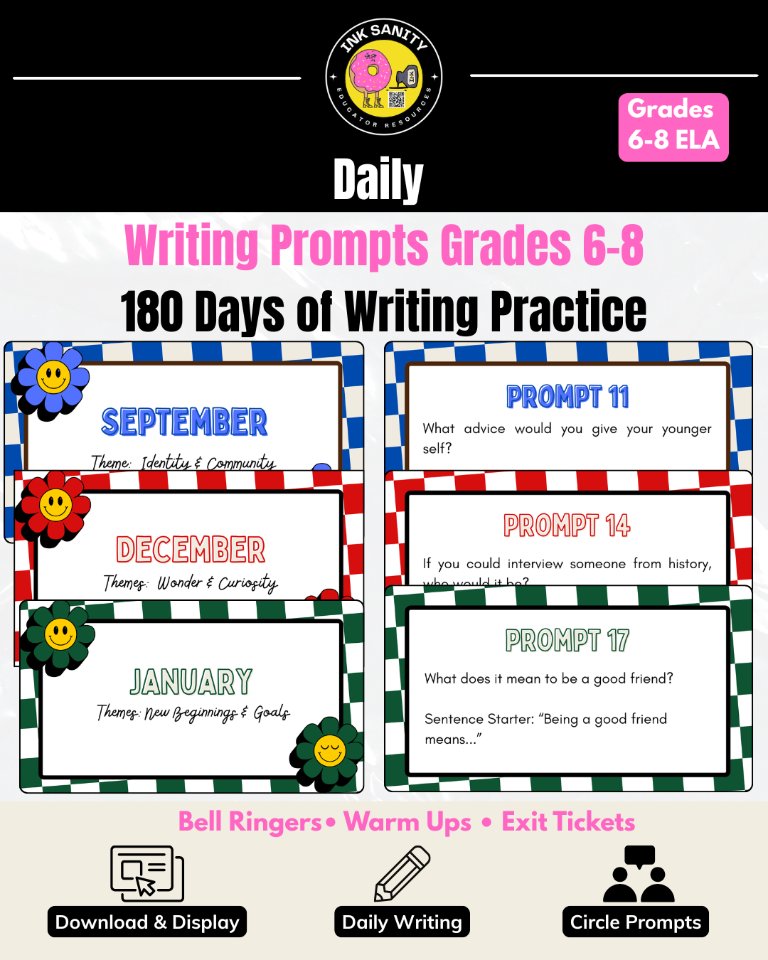 180 Creative Writing Prompts (Grades 6–8) | Middle School Daily Writing Prompts