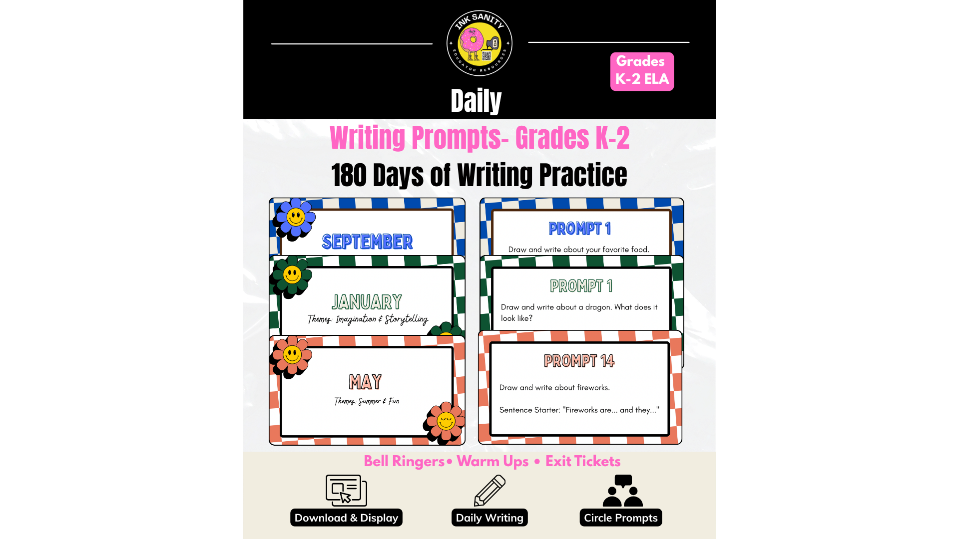180 Creative Writing Prompts | Lower Elementary Daily Writing Prompts Grades K-2