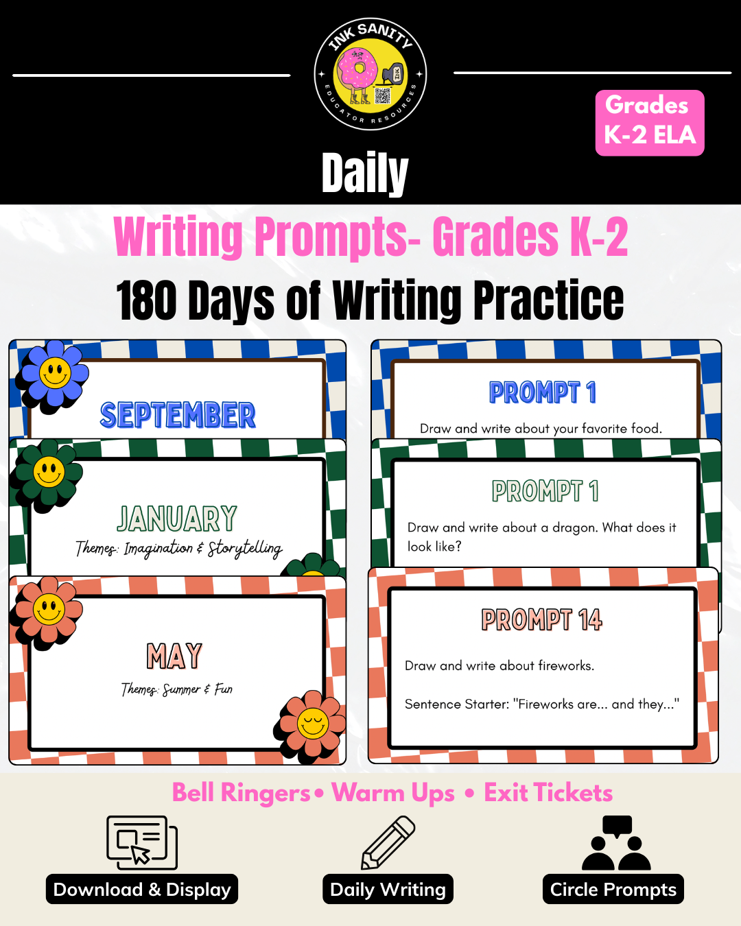 180 Creative Writing Prompts | Lower Elementary Daily Writing Prompts Grades K-2