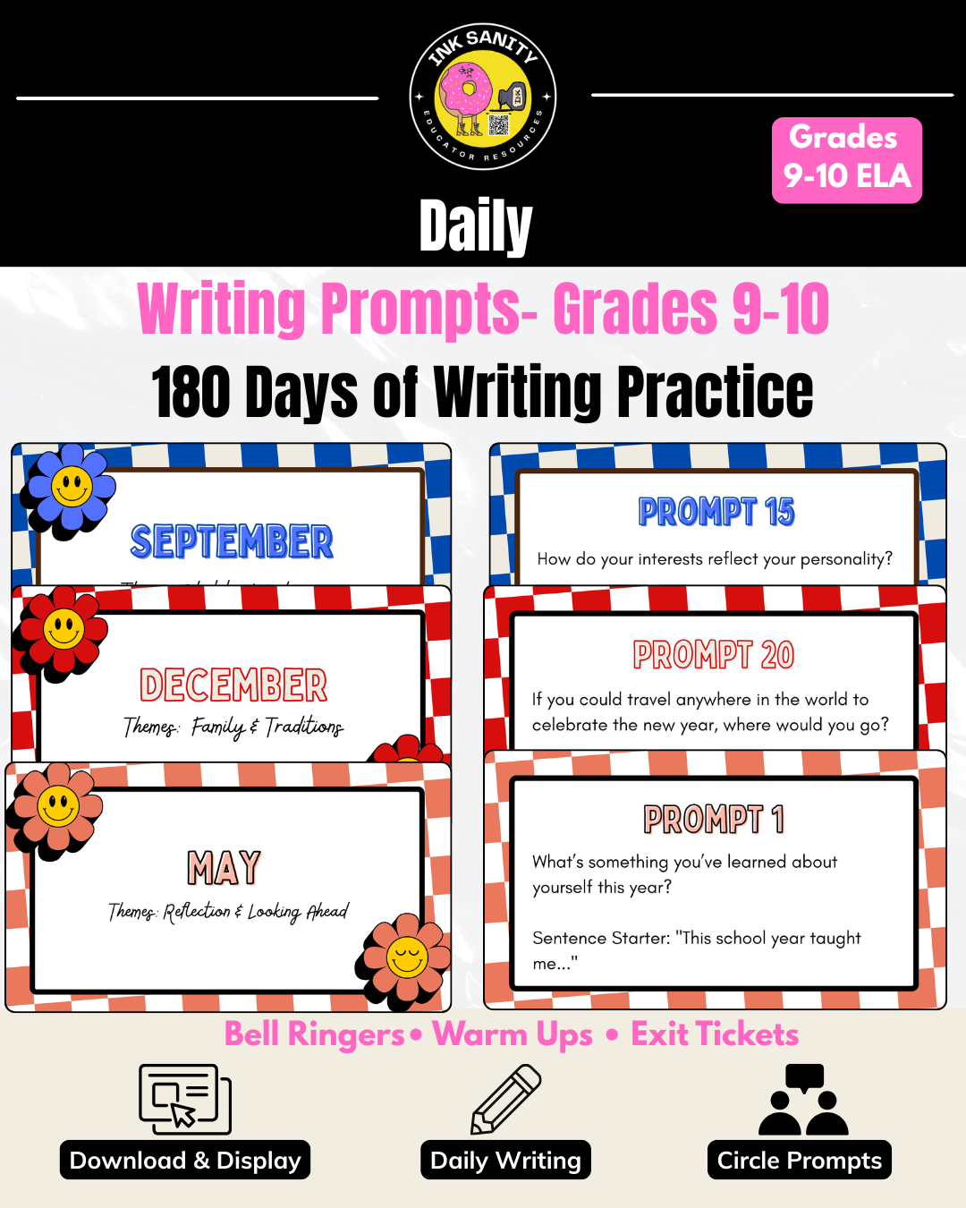 180 Creative Writing Prompts | High School Daily Writing Prompts (Grades 9–10)