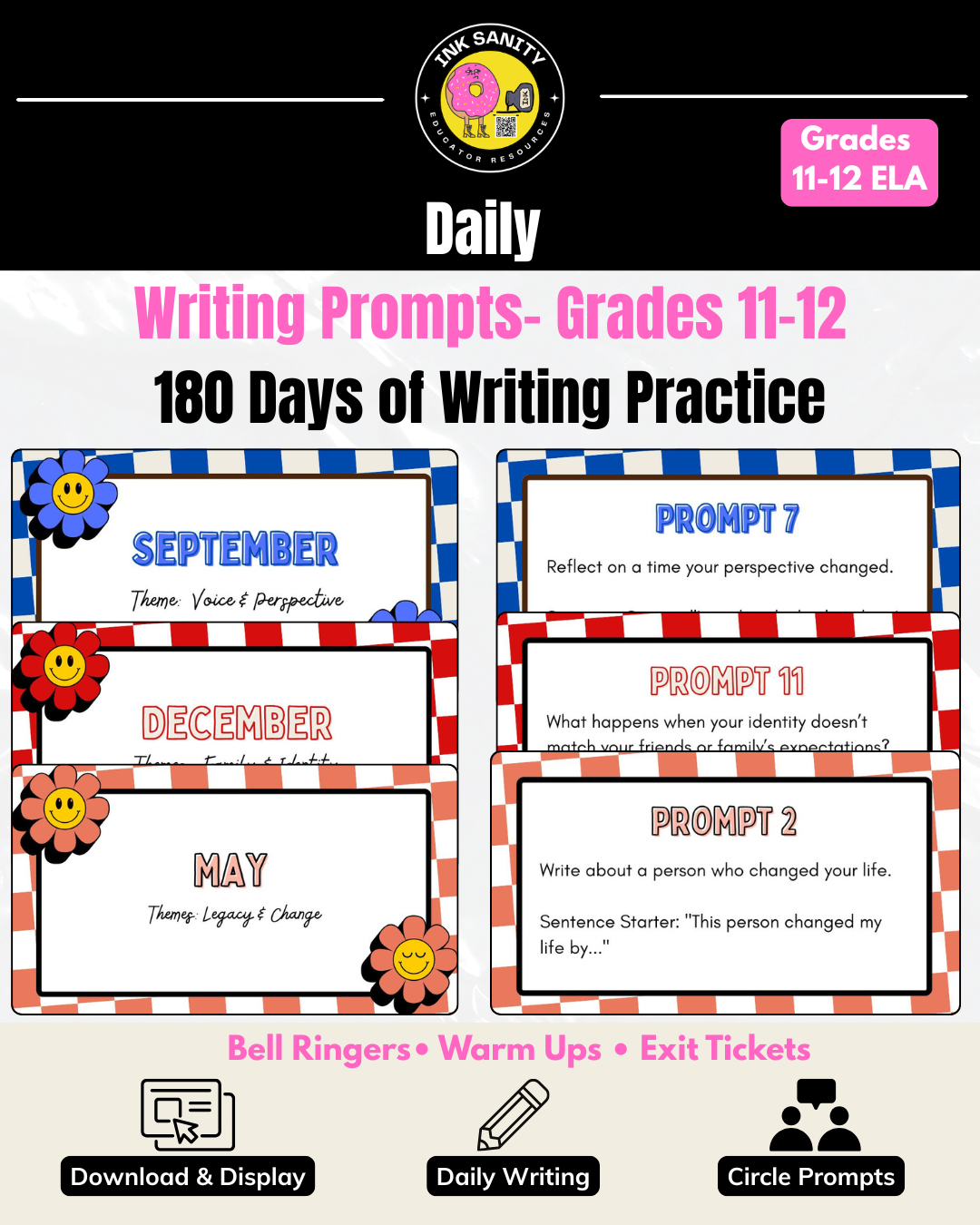 180 Creative Writing Prompts (Grades 11–12) | High School Daily Journal Prompts
