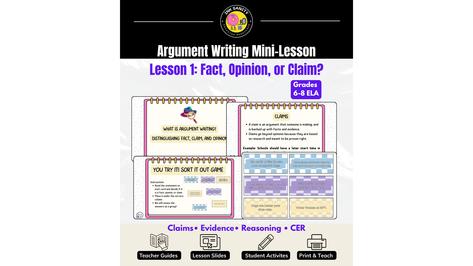 Argument Writing Lesson: Fact, Opinion, or Claim? | CER Grades 6–8