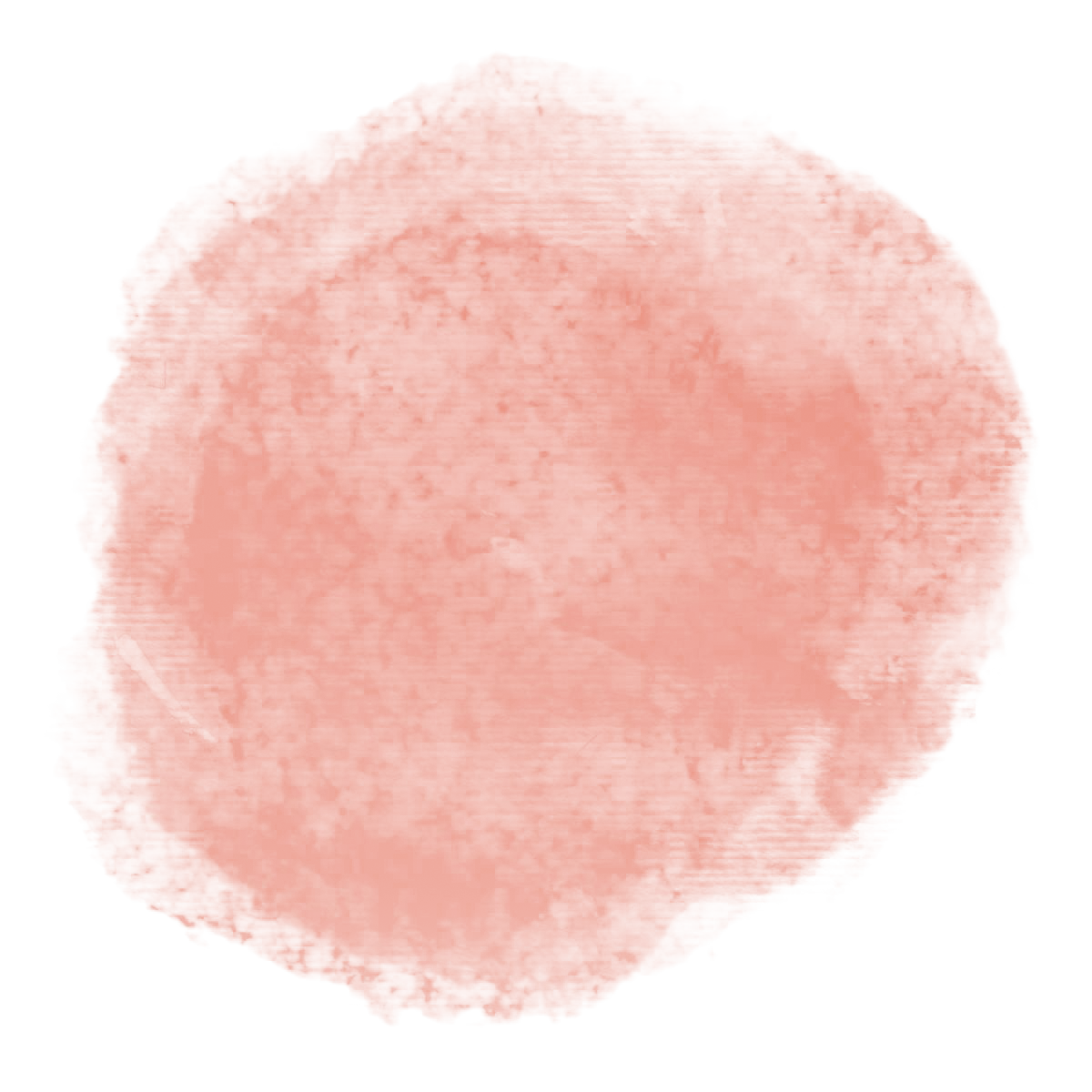 Een ronde waterverf, zacht roze kleur, met een textuur van waterverfstrepen.