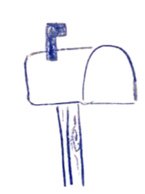 Illustratie van een brievenbus op een witte achtergrond.