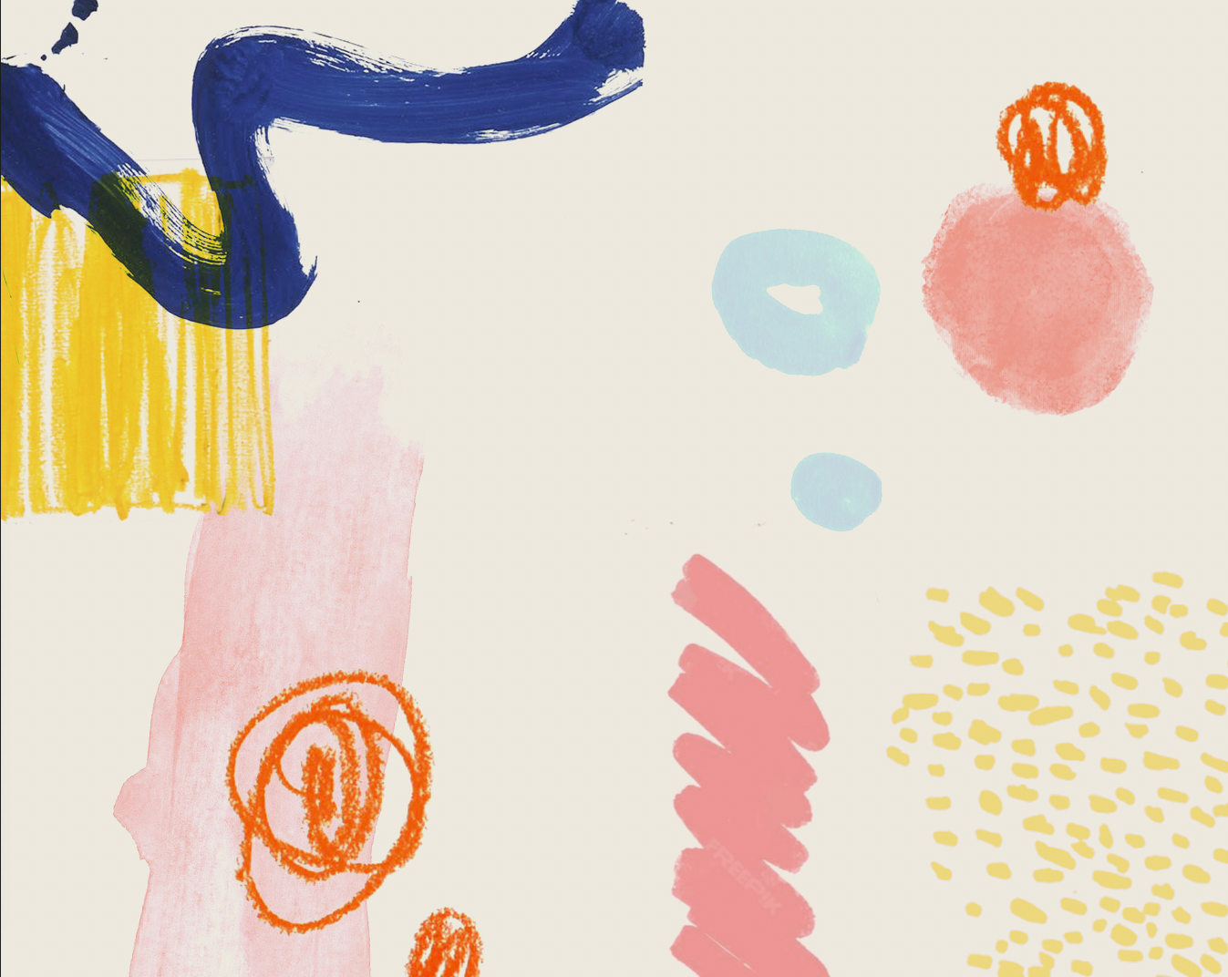 Abstract pastel kleuren dopamine en blauw met cirkels en streepjes