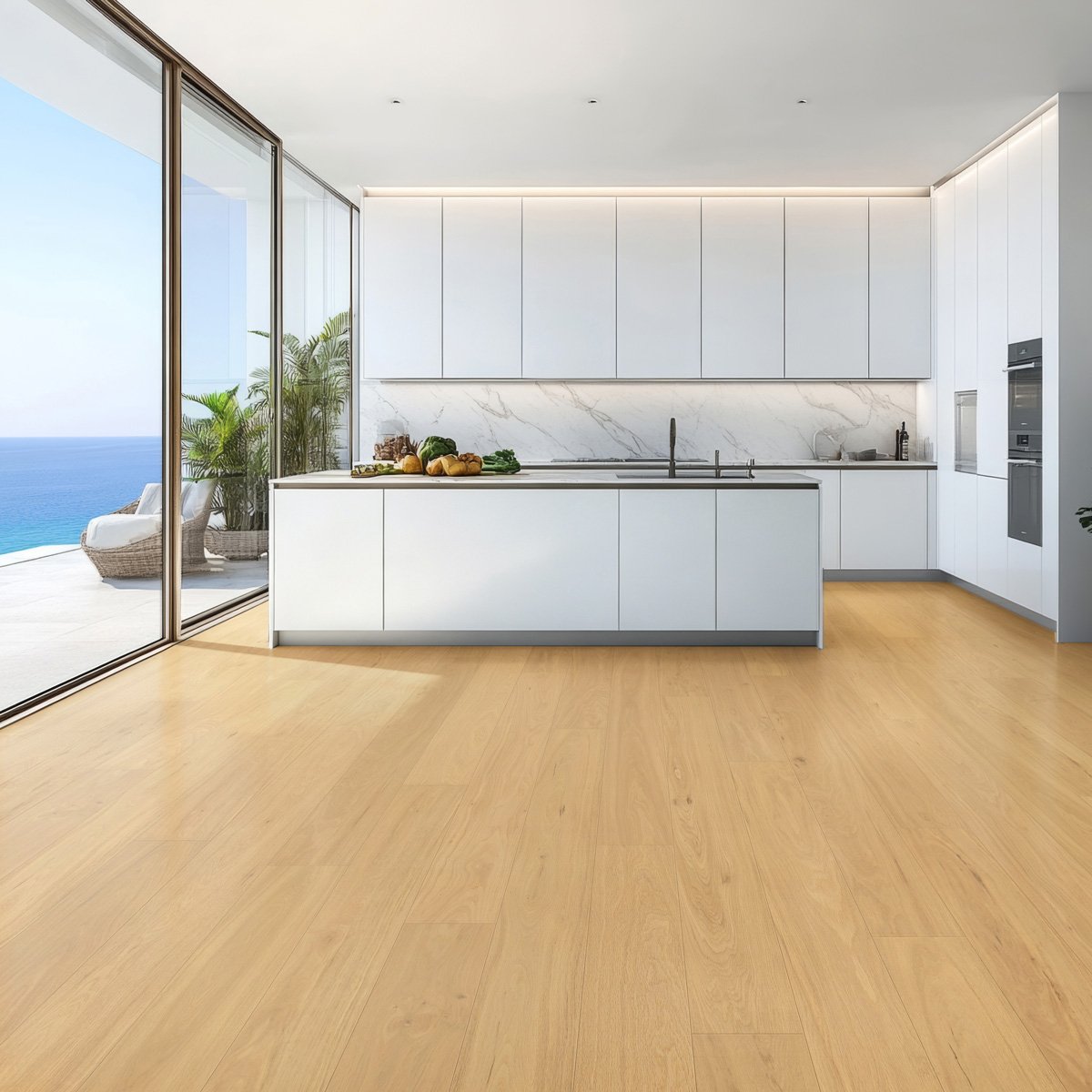 Shell flooring in a modern kitchen