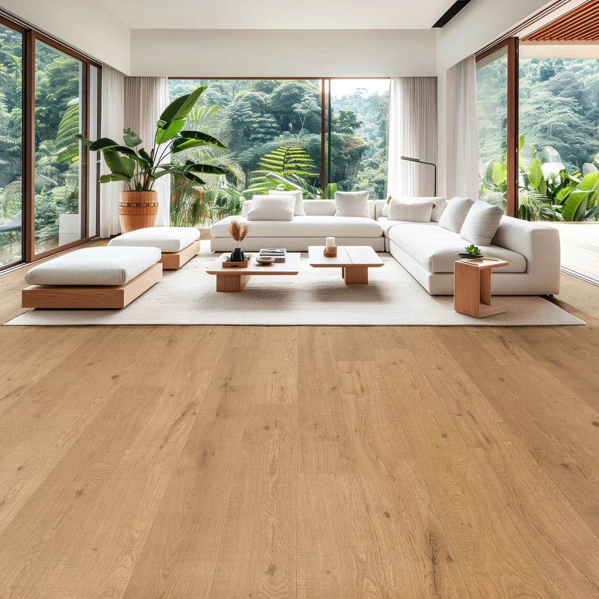 Wheat flooring in modern living room