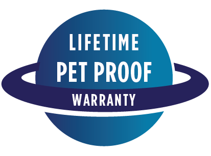 Lifetime pet proof warranty planet shape icon