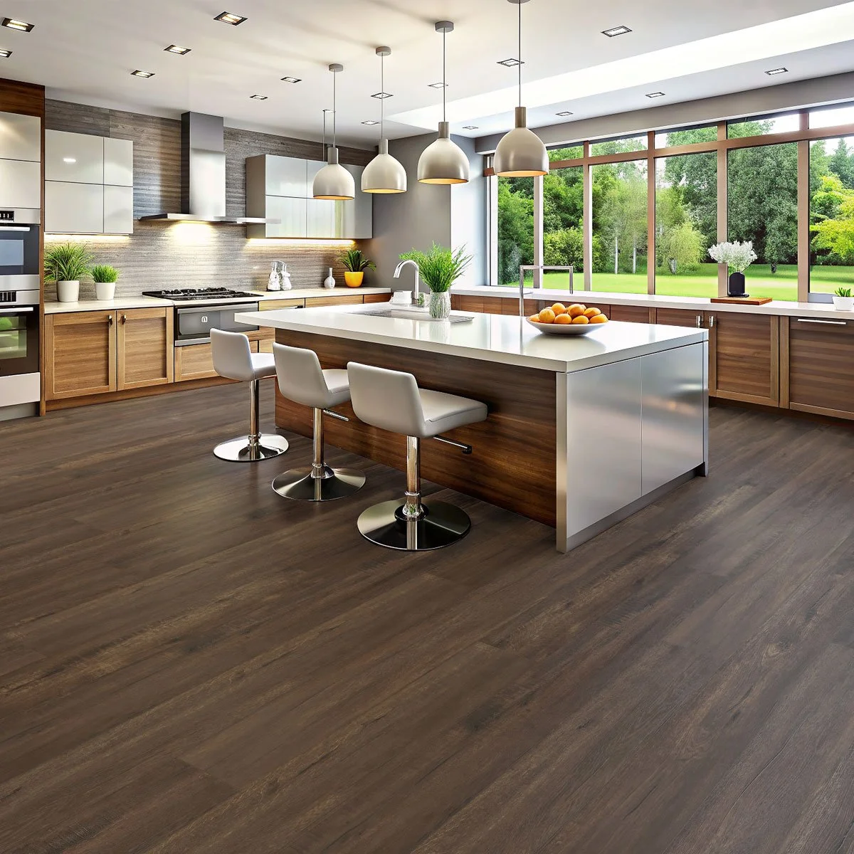 Speed flooring in modern kitchen