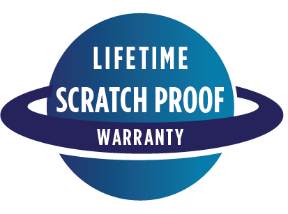 Lifetime scratch proof warranty planet shape icon