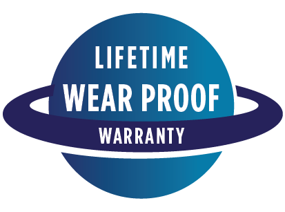 Lifetime wear proof warranty planet shape icon