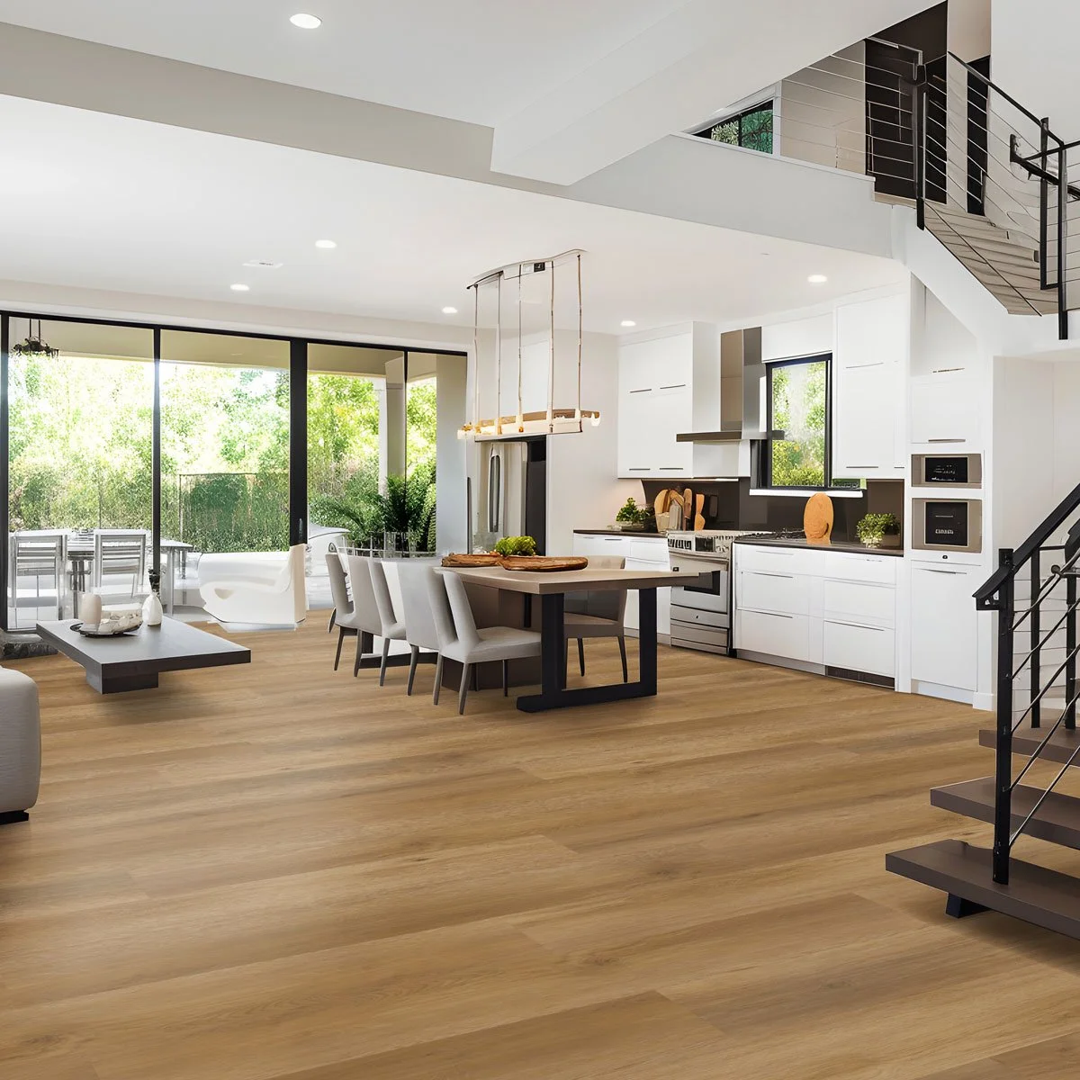 Aurora Borealis flooring in a modern kitchen