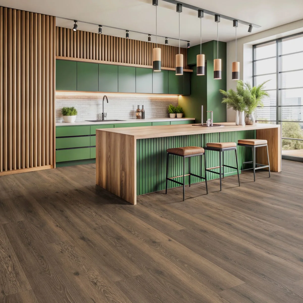 Woodlands flooring in a modern litchen