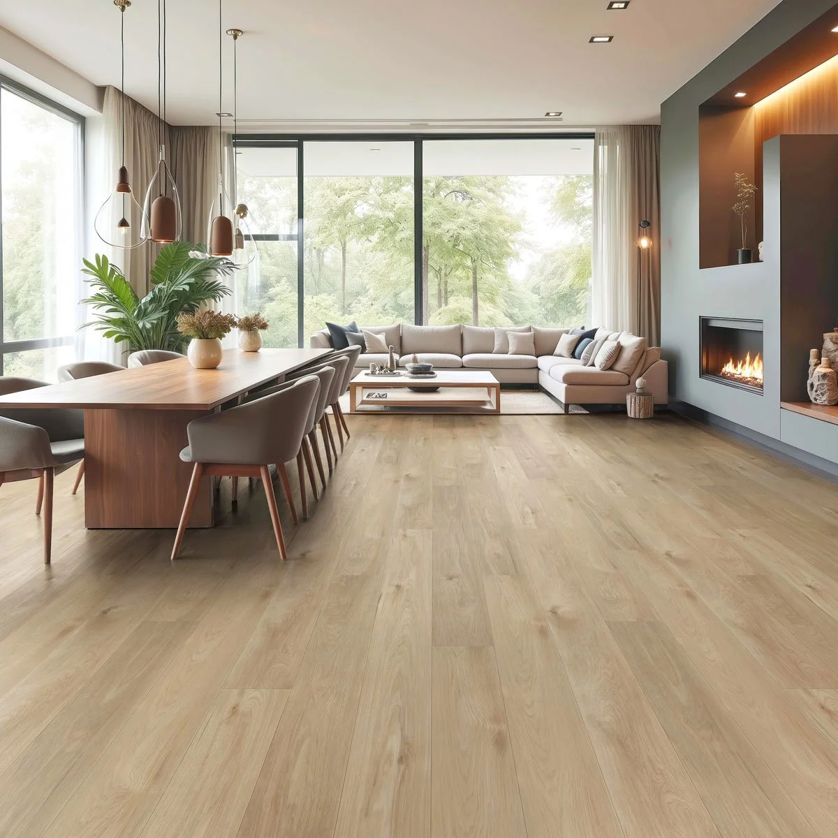 Cosmos flooring in a living room/kitchen room