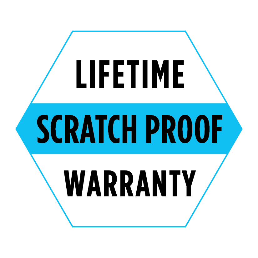 Lifetime scratch proof warranty icon