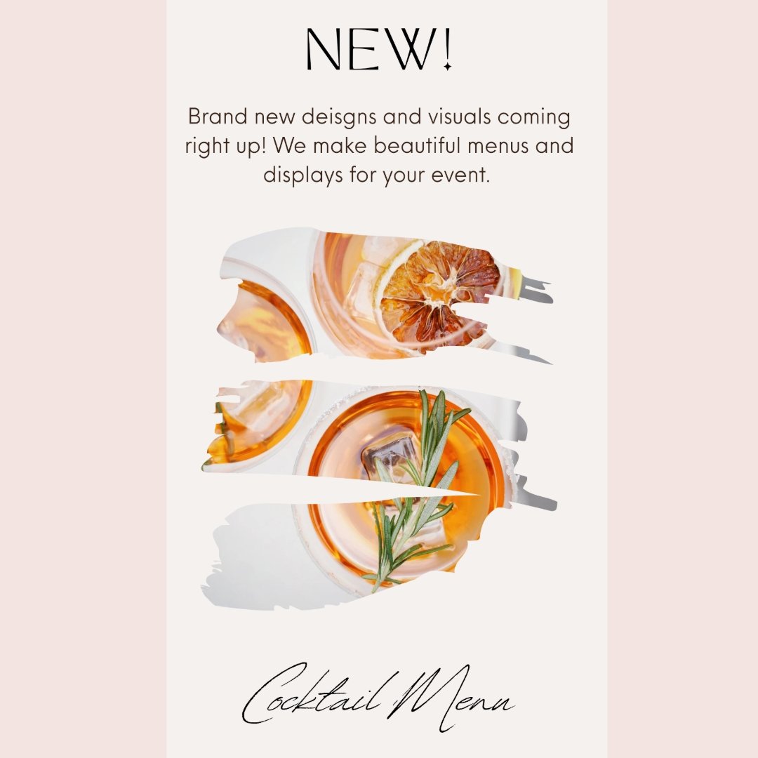 Make your event unforgettable

Transform your gatherings into stunning experiences with our custom-designed menus and signs! 🎉 Whether it's a wedding, corporate event, or intimate celebration, we bring your vision to life. Let's turn every detail in
