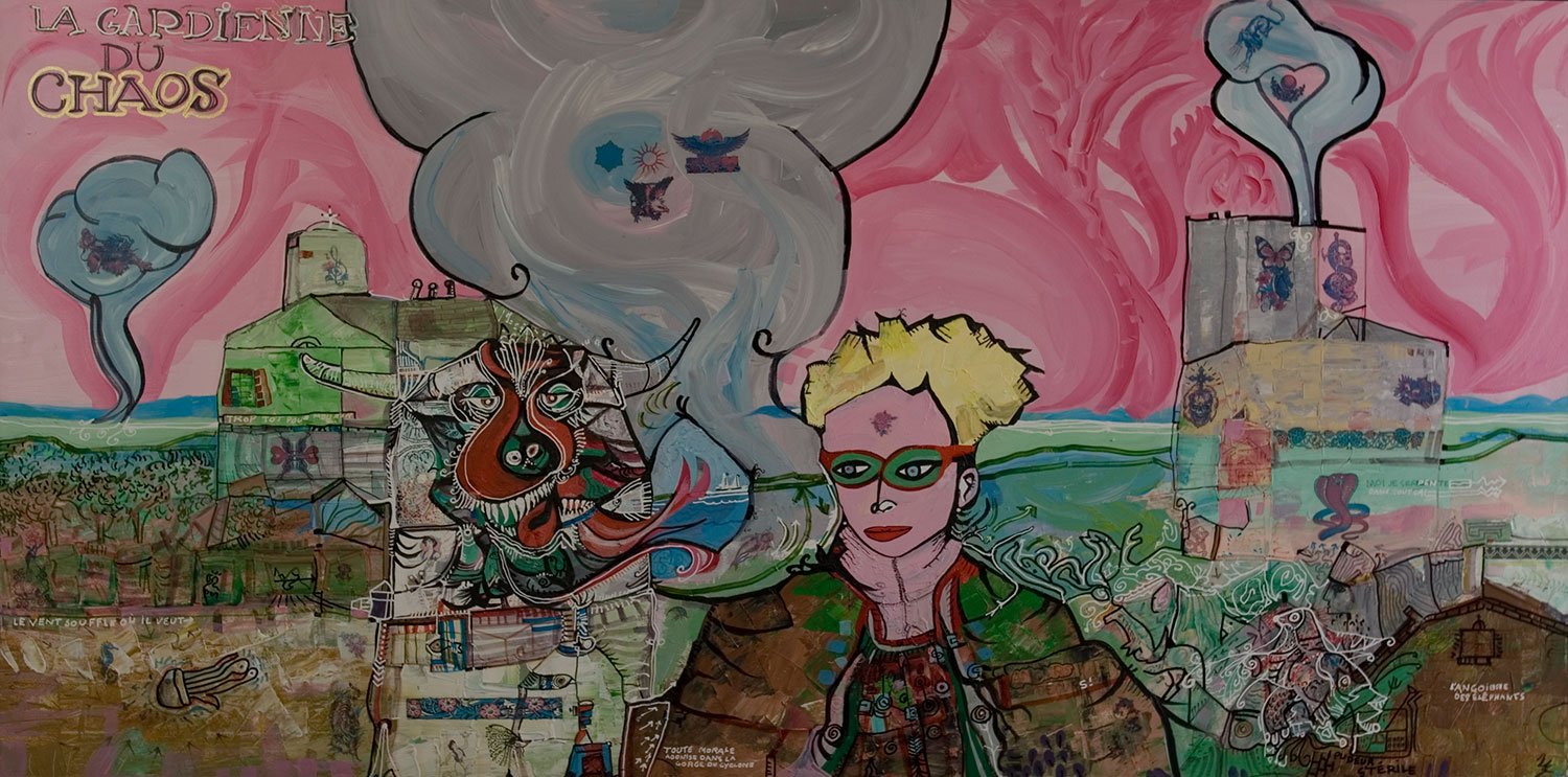   Gilles Carle ,  La gardienne du chaos , 1998, Acrylic, mixed, 72" x 36" (182,88 x 91,44 cm)&nbsp;&nbsp; 