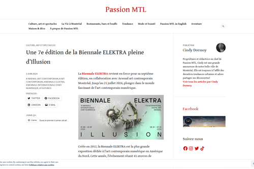 Une 7e édition de la Biennale ELEKTRA pleine d’Illusion