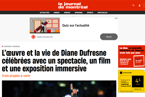 L’œuvre et la vie de Diane Dufresne célébrées avec un spectacle, un film et une exposition immersive