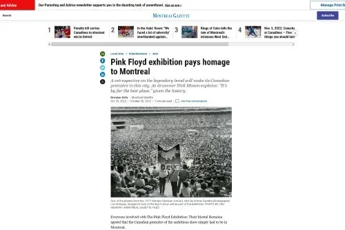 Pink Floyd exhibition pays homage to Montreal