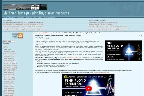 The Pink Floyd Exhibition: Their Mortal Remains coming to Montreal, Canada!