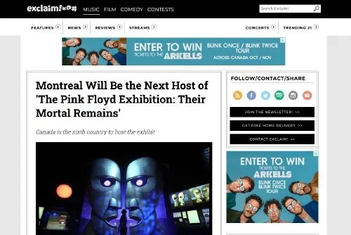 Montreal Will Be the Next Host of 'The Pink Floyd Exhibition: Their Mortal Remains'