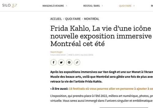 Frida Kahlo, la vie d'une icône : Une nouvelle exposition immersive s'amène à Montréal cet été