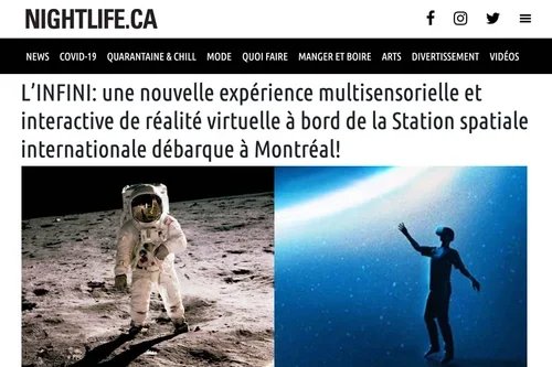 L’INFINI: une nouvelle expérience multisensorielle et interactive de réalité virtuelle à bord de la Station spatiale internationale débarque à Montréal!