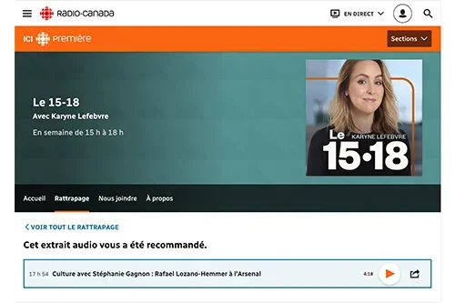 Le 15-18, culture avec Stéphanie Gagnon : Rafael Lozano-Hemmer à Arsenal (audio)