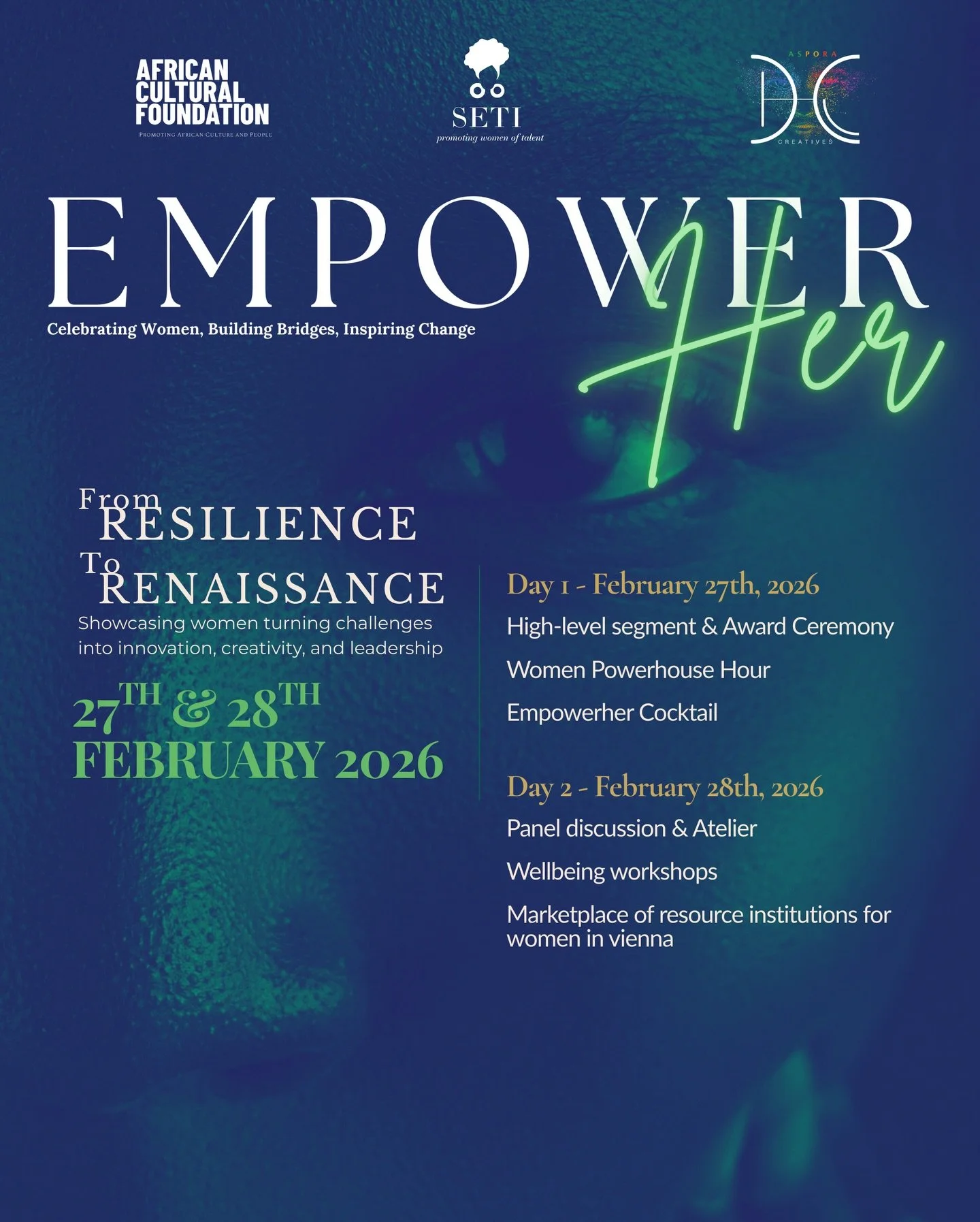 ✨ EmpowerHer 2026: &ldquo;From Resilience to Renaissance&rdquo;

On 27 &amp; 28 February 2026, EmpowerHer returns with a bold new chapter that steps into influence, leadership, and transformation.

This edition is dedicated to women who turn challeng