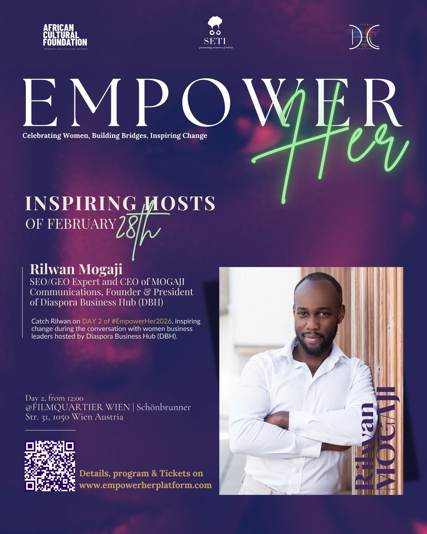 Meet one of our inspiring speakers of Day 2 of EmpowerHer: From Resilience to Renaissance ✨

✨ Rilwan Mogaji &ndash; SEO/GEO Expert | CEO of MOGAJI Communications | Founder &amp; President of Diaspora Business Hub (DBH)

With over a decade of experie