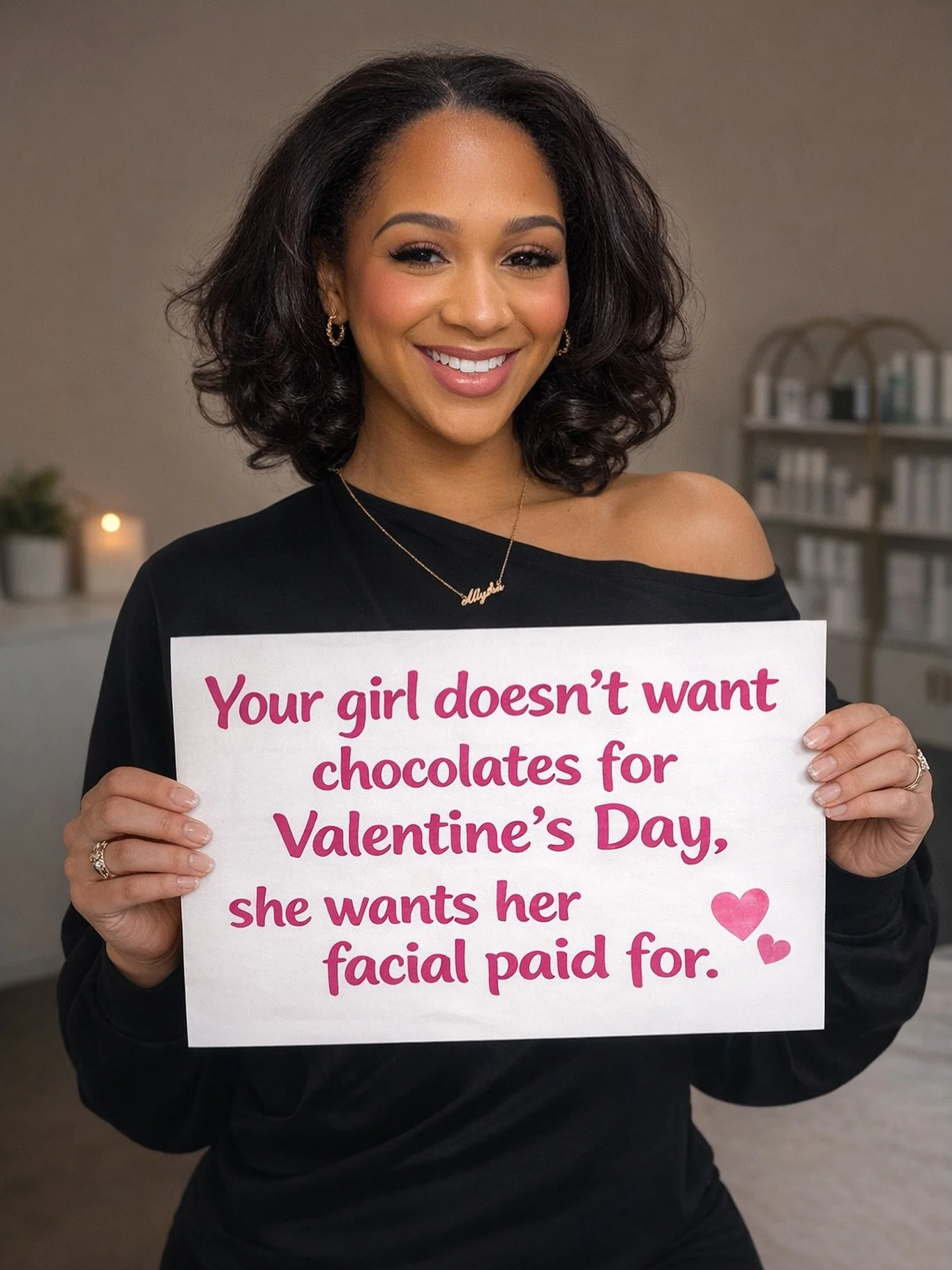 I live for this trend 💞

Your girl doesn&rsquo;t want chocolate or flowers (okay&hellip; maybe she does) BUT she DEFINITELY wants her beauty services paid for.

At Effortlyss Esthetics, I strive to provide a quality service from start to finish so t