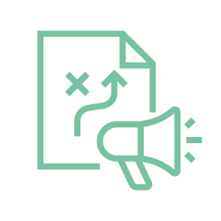 Icon of a strategy or planning document with a playbook and a megaphone.