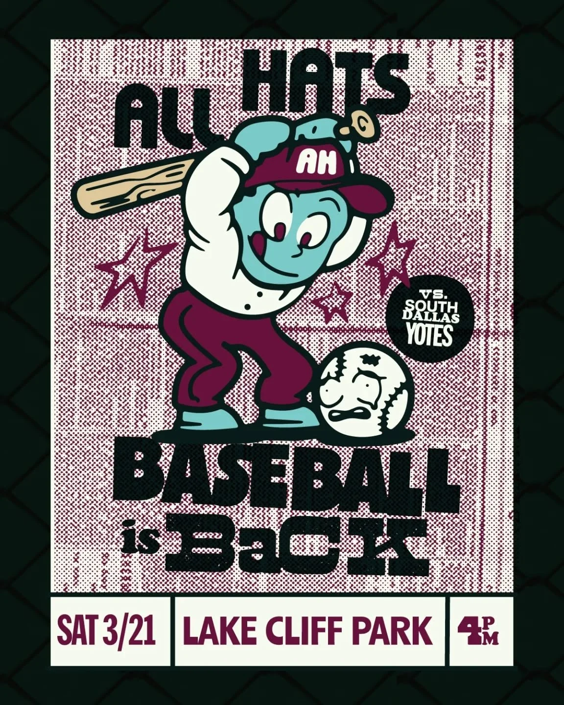 It's gonna be an opening day to remember as the Dallas All Hats take the field and kickoff season II 🤠 ⚾ 

Join us this Saturday, March 21st at 4pm at the photogenic Lake Cliff Park as two Dallas sandlot teams meet up to throw down! It's the @allhat