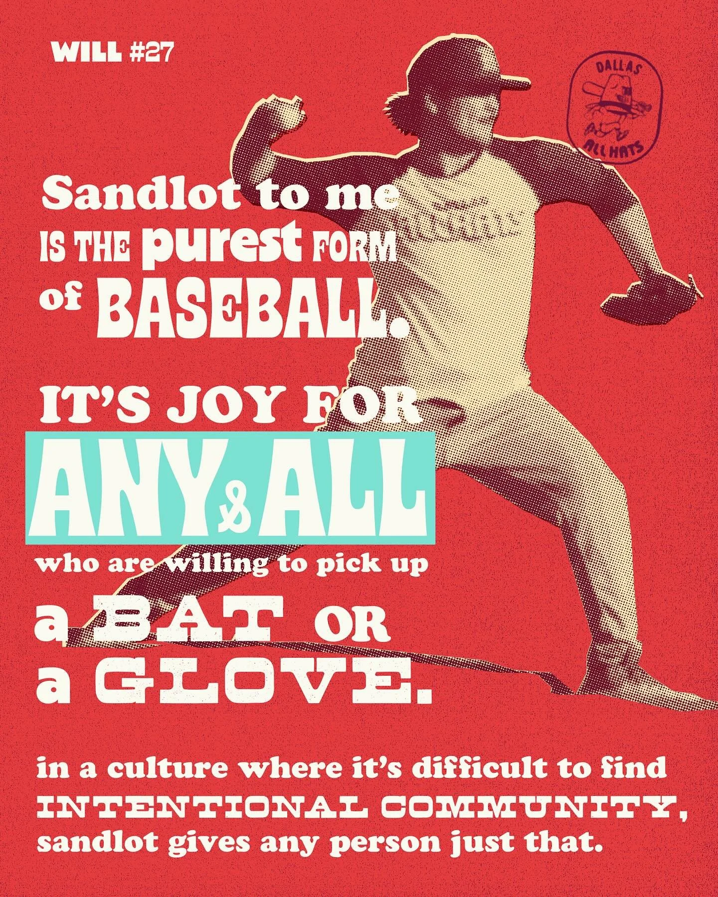 Half sandlot baseball team. Half introspective study of existentialism. All Hats.

What is sandlot to you?