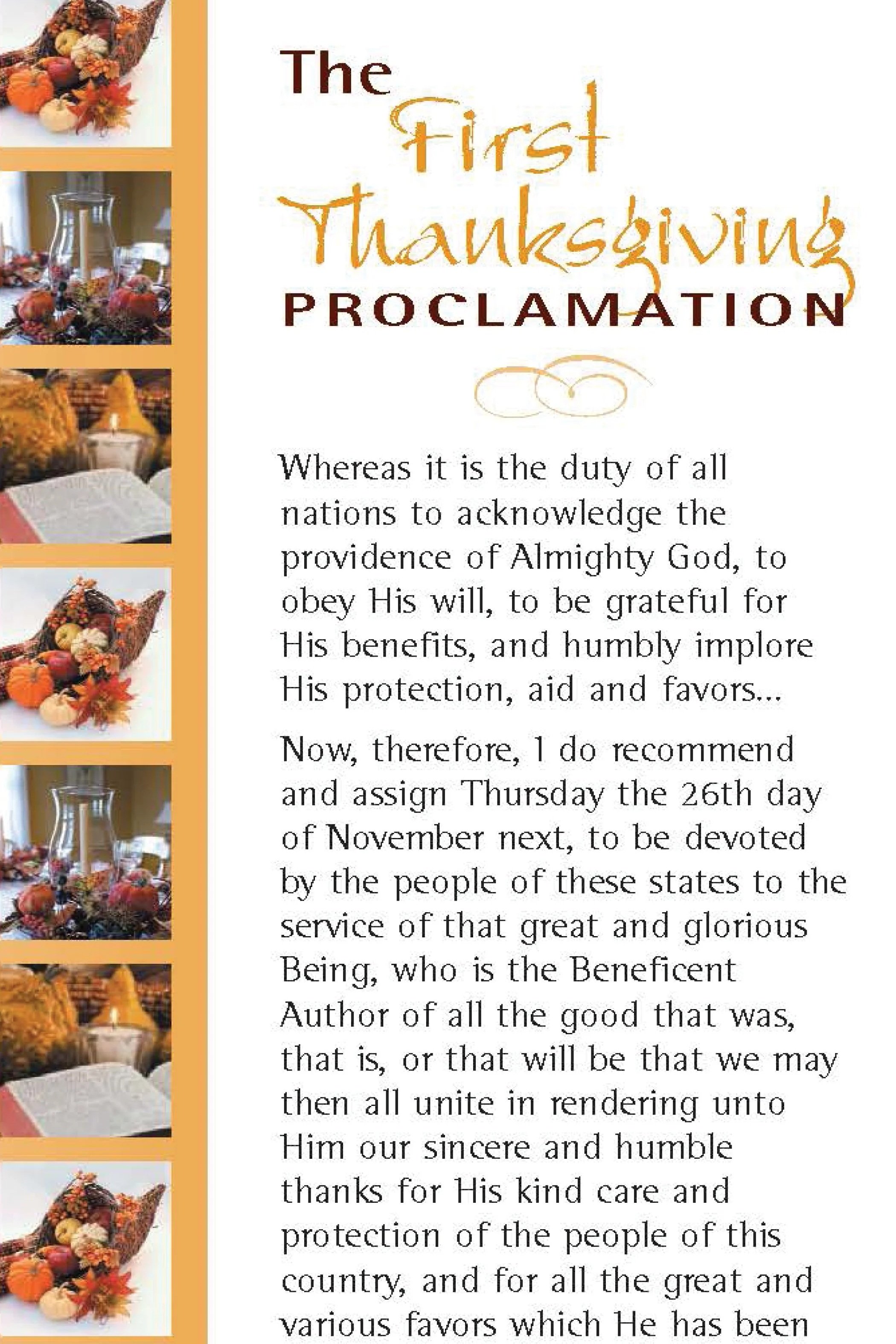 First Thanksgiving Proclamation #418