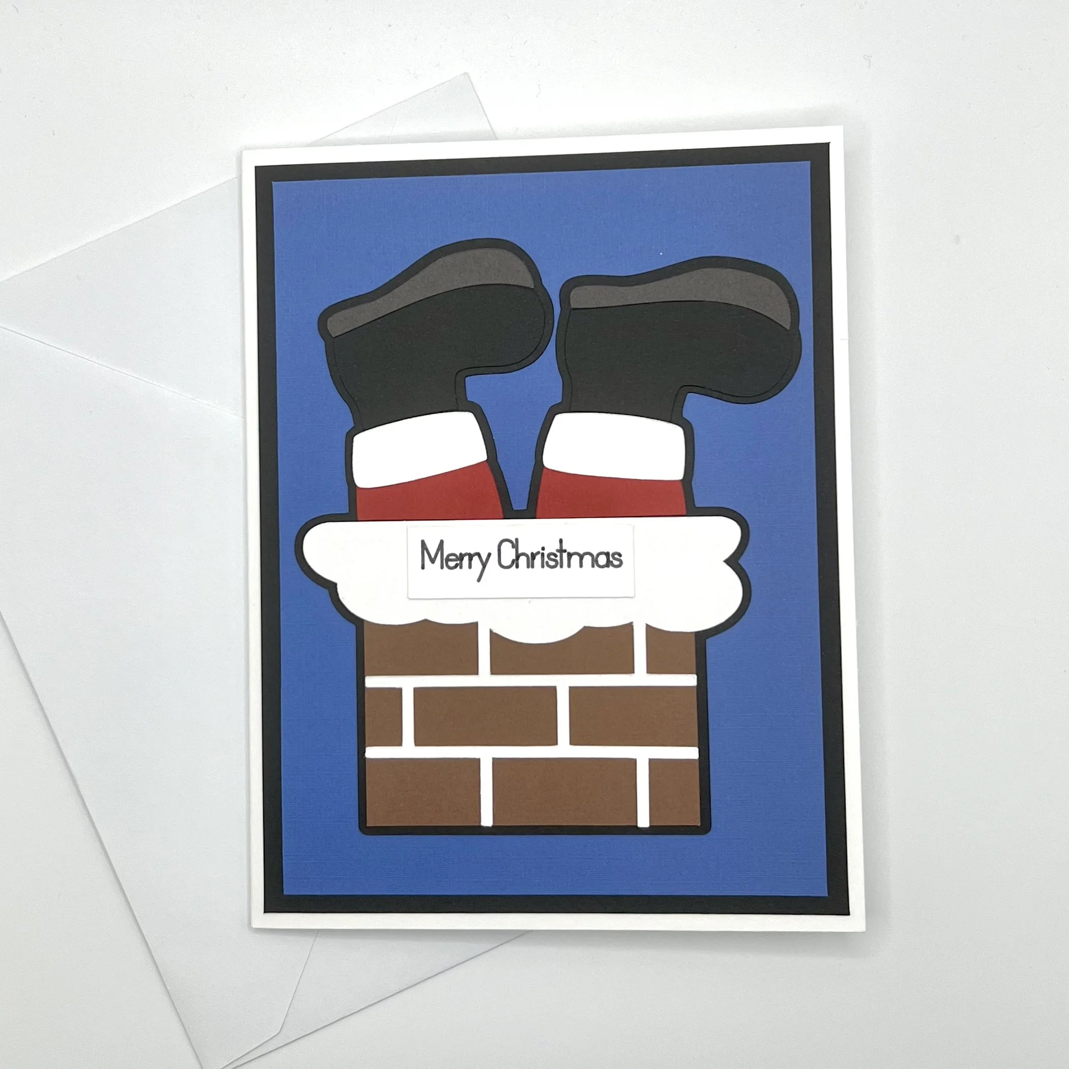 Santa Stuck in Chimney Christmas Card