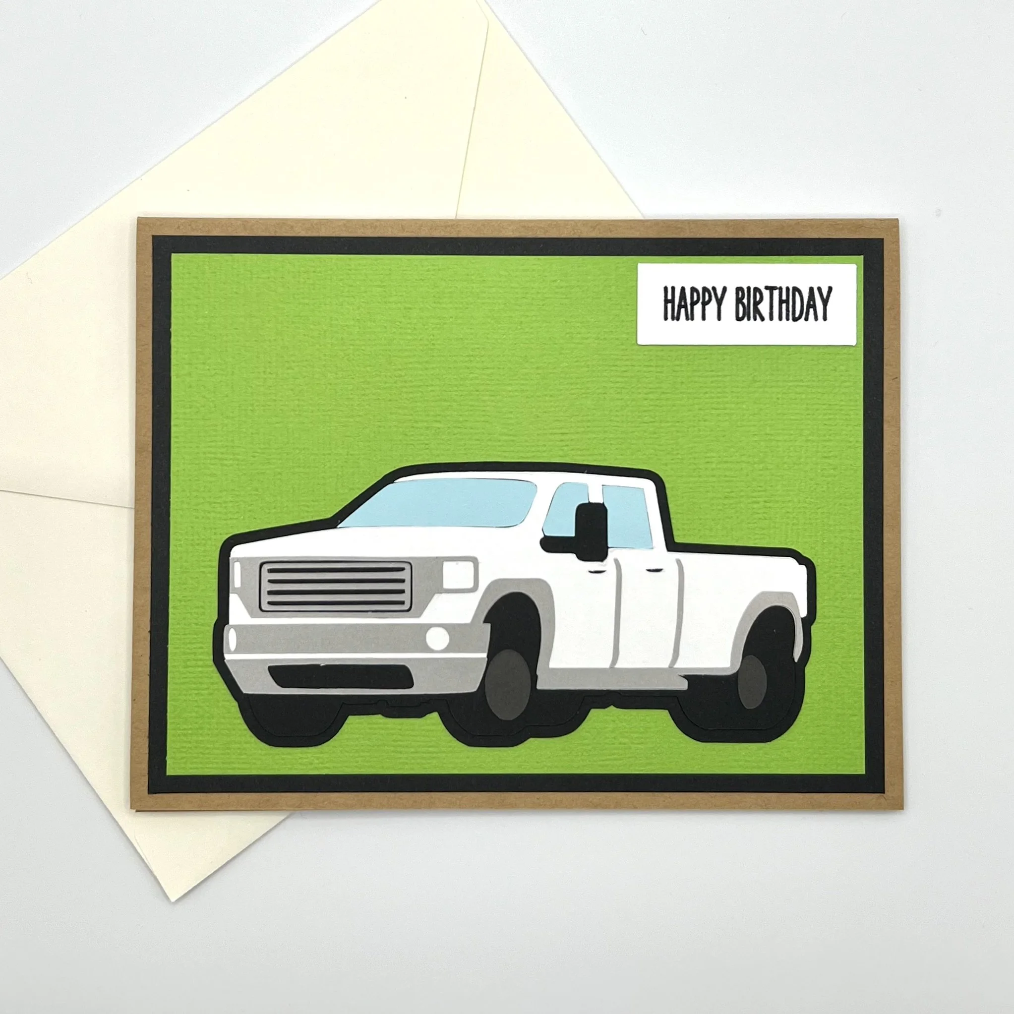 White Pickup Truck Birthday Card