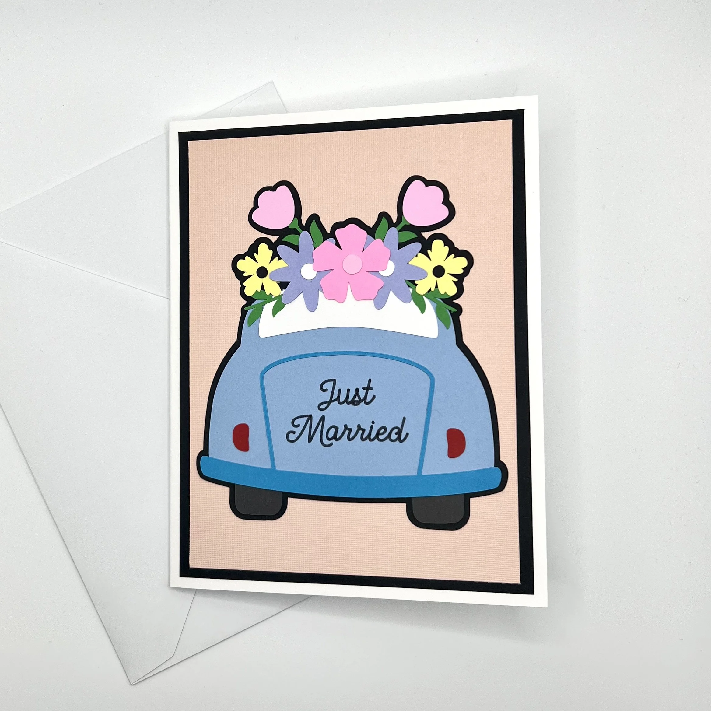 Floral Car Just Married Card