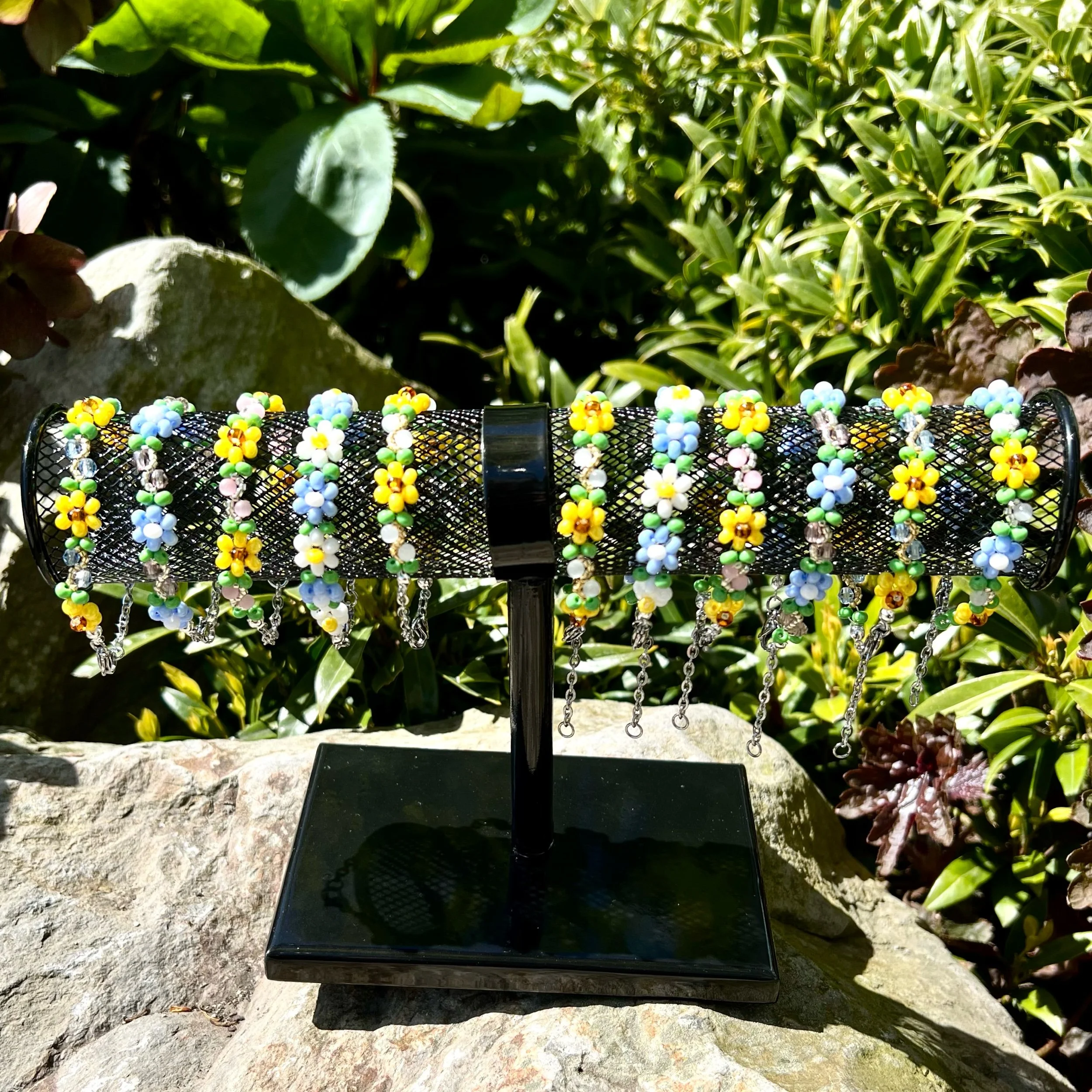 Flower Seed Bead Bracelet