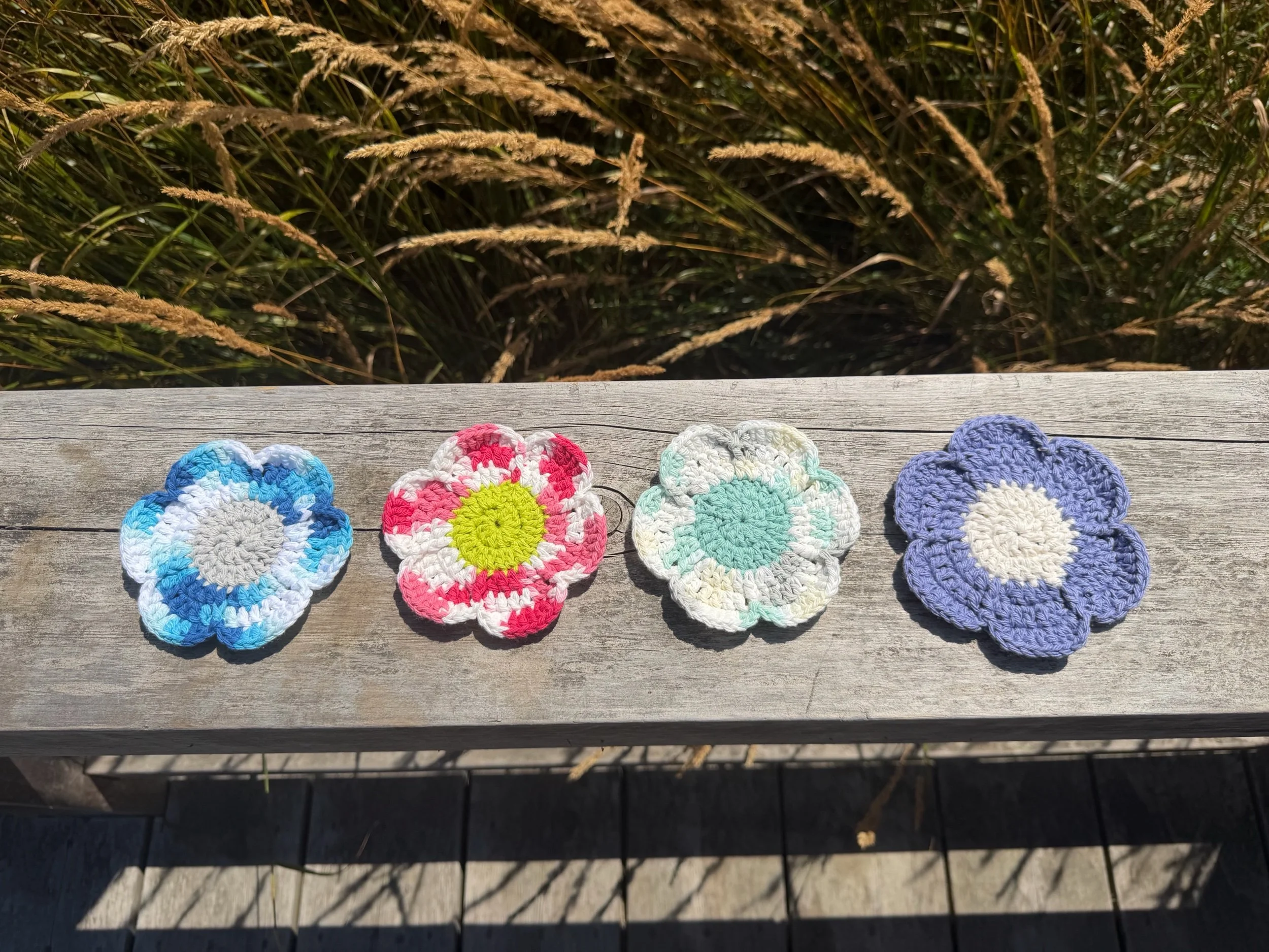 Pack of 4 Crochet Flower Coasters
