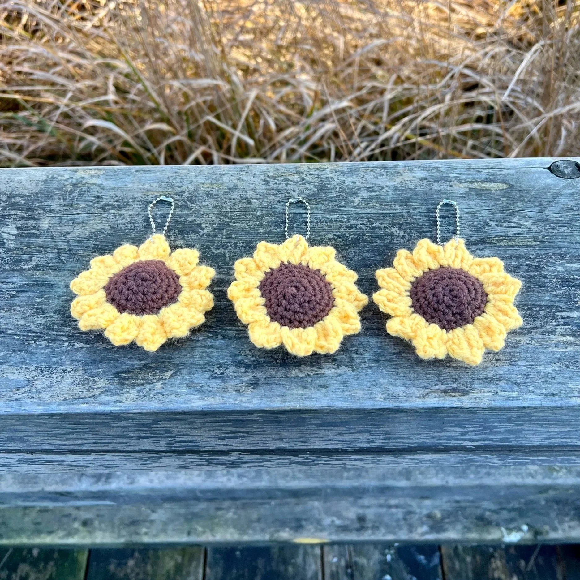 Crochet Sunflower Keychain